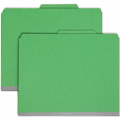 Smead SafeSHIELD 2/5 Tab Cut Letter Recycled Classification Folder, Green, 8 1/2" Width x 11" Length, 10 / Box, SMD14097