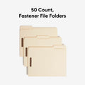 Smead 1/3 Tab Cut Letter Recycled Fastener Folder, Manila, 8 1/2" Width x 11" Length, 50 / Box, SMD14537