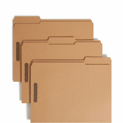 Smead 1/3 Tab Cut Letter Recycled Fastener Folder, Kraft, 8 1/2" Width x 11" Length, 50 / Box, SMD14837