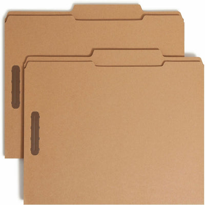 Smead 2/5 Tab Cut Letter Recycled Fastener Folder, Kraft, 8 1/2" Width x 11" Length, 50 / Box, SMD14880
