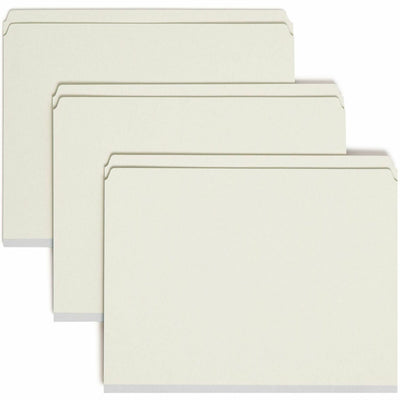 Smead Straight Tab Cut Letter Recycled Fastener Folder, Gray/Green, 8 1/2" Width x 11" Length, 25 / Box, SMD14910