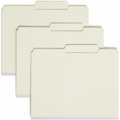 Smead 2/5 Tab Cut Letter Recycled Fastener Folder, Green, 8 1/2" Width x 11" Length, 25 / Box, SMD14980