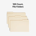 Smead 1/3 Tab Cut Legal Recycled Top Tab File Folder, Manila, 8 1/2" Width x 14" Length, 100 / Box, SMD15330