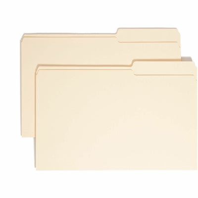 Smead 2/5 Tab Cut Legal Recycled Top Tab File Folder, Manila, 8 1/2" Width x 14" Length, 100 / Box, SMD15385