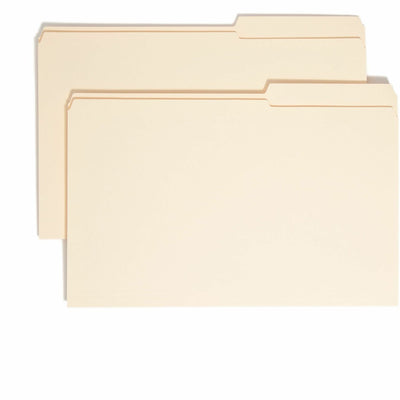 Smead 2/5 Tab Cut Legal Recycled Top Tab File Folder, Manila, 8 1/2" Width x 14" Length, 100 / Box, SMD15386