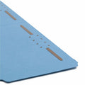 Smead Colored 1/3 Tab Cut Legal Recycled Fastener Folder, Blue, 8 1/2" Width x 14" Length, 50 / Box, SMD17040