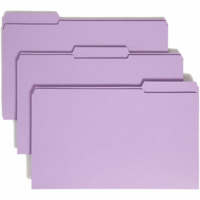 Smead Colored 1/3 Tab Cut Legal Recycled Top Tab File Folder, Lavender, 8 1/2" Width x 14" Length, 100 / Box, SMD17434