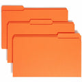 Smead Colored 1/3 Tab Cut Legal Recycled Top Tab File Folder, Orange, 8 1/2" Width x 14" Length, 100 / Box, SMD17534