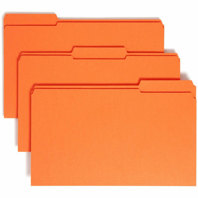 Smead Colored 1/3 Tab Cut Legal Recycled Top Tab File Folder, Orange, 8 1/2" Width x 14" Length, 100 / Box, SMD17534