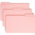 Smead Colored 1/3 Tab Cut Legal Recycled Top Tab File Folder, Pink, 8 1/2" Width x 14" Length, 100 / Box, SMD17634