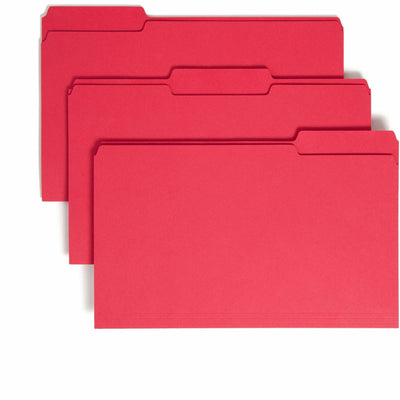 Smead Colored 1/3 Tab Cut Legal Recycled Top Tab File Folder, 8 1/2" Width x 14" Length, 100 / Box, SMD17743