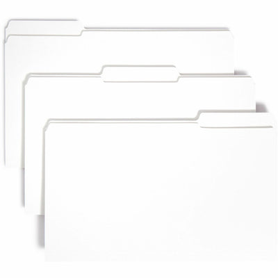 Smead Colored 1/3 Tab Cut Legal Recycled Top Tab File Folder, White, 8 1/2" Width x 14" Length, 100 / Box, SMD17834