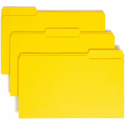 Smead Colored 1/3 Tab Cut Legal Recycled Top Tab File Folder, Yellow, 8 1/2" Width x 14" Length, 100 / Box, SMD17943