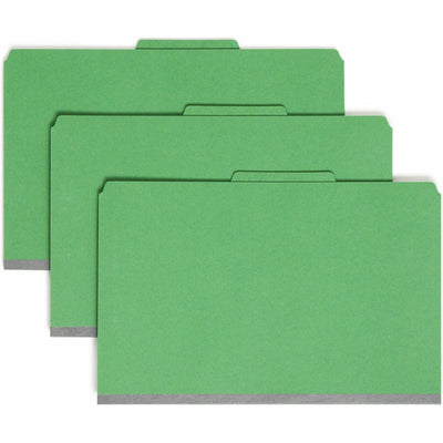 Smead SafeSHIELD 2/5 Tab Cut Legal Recycled Classification Folder, Green, 8 1/2" Width x 14" Length, 10 / Box, SMD18733