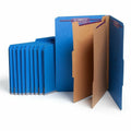 Smead SafeSHIELD 2/5 Tab Cut Legal Recycled Classification Folder, Dark Blue, 8 1/2" Width x 14" Length, 10 / Box, SMD19035