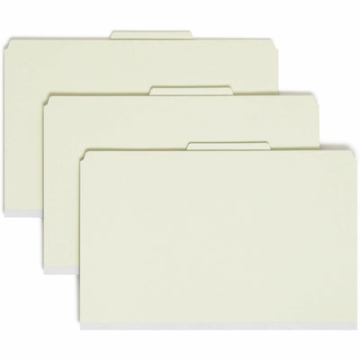 Smead SafeSHIELD 2/5 Tab Cut Legal Recycled Classification Folder, Green, 8 1/2" Width x 14" Length, 10 / Box, SMD19091