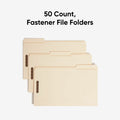 Smead 1/3 Tab Cut Legal Recycled Fastener Folder, Manila, 8 1/2" Width x 14" Length, 50 / Box, SMD19537