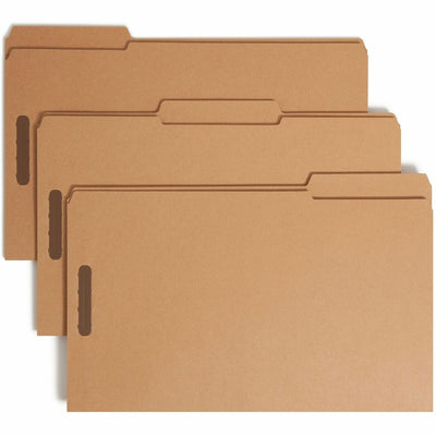 Smead 1/3 Tab Cut Legal Recycled Fastener Folder, Kraft, 8 1/2" Width x 14" Length, 50 / Box, SMD19837