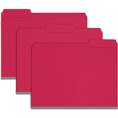 Smead Colored 1/3 Tab Cut Letter Recycled Top Tab File Folder, Bright Red, 8 1/2" Width x 11" Length, 25 / Box, SMD21538