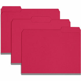 Smead Colored 1/3 Tab Cut Letter Recycled Top Tab File Folder, Bright Red, 8 1/2" Width x 11" Length, 25 / Box, SMD21538