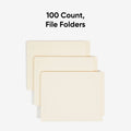 Smead Shelf-Master Straight Tab Cut Letter Recycled End Tab File Folder, Manila, 8 1/2" Width x 11" Length, 100 / Box, SMD24110