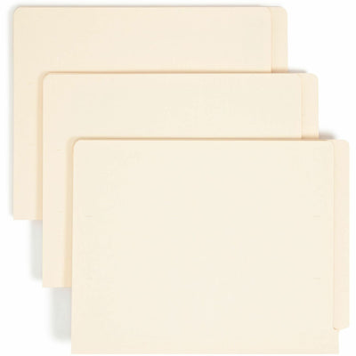 Smead Shelf-Master Straight Tab Cut Letter Recycled End Tab File Folder, Manila, 8 1/2" Width x 11" Length, 100 / Box, SMD24110
