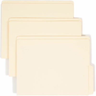 Smead Shelf-Master 1/2 Tab Cut Letter Recycled End Tab File Folder, Manila, 8 1/2" Width x 11" Length, 100 / Box, SMD24128