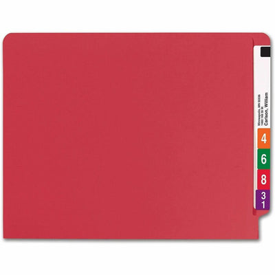 Smead Shelf-Master Straight Tab Cut Letter Recycled End Tab File Folder, Red, 8 1/2" Width x 11" Length, 100 / Box, SMD25710