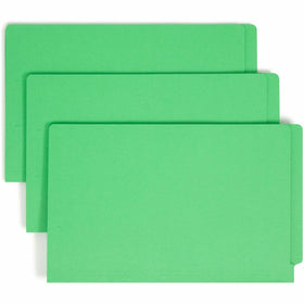 Smead Colored Straight Tab Cut Legal Recycled Fastener Folder, Green, 8 1/2" Width x 14" Length, 50 / Box, SMD28140