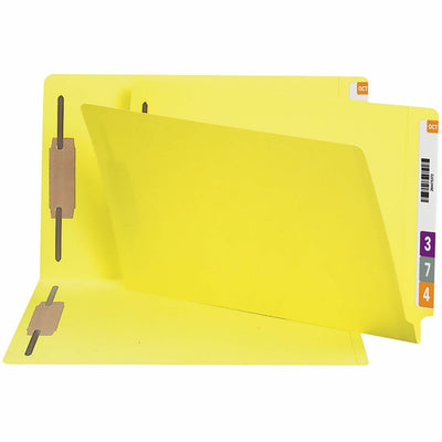Smead Shelf-Master Straight Tab Cut Legal Recycled Fastener Folder, Yellow, 8 1/2" Width x 14" Length, 50 / Box, SMD28940