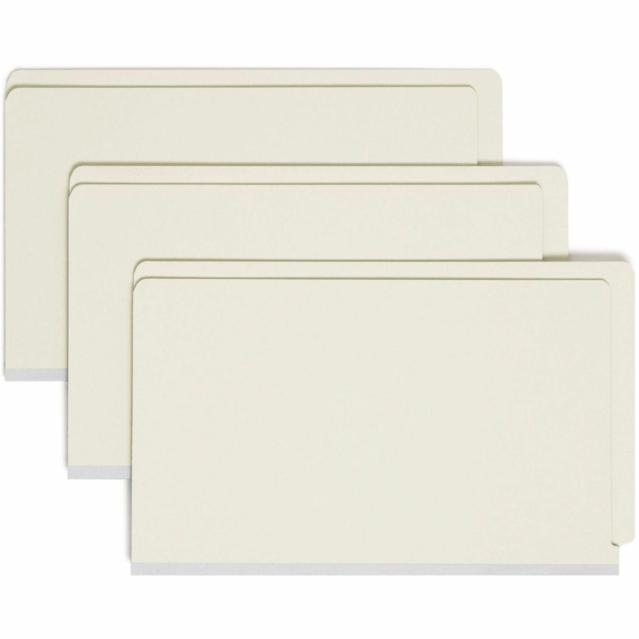 Smead File Folders with SafeSHIELD Fasteners, 8.5" Width x 14" Length, Green, Pressboard, Tear Resistant, 25 / Box, SMD37715