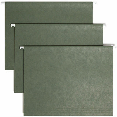 Smead 1/5 Tab Cut Letter Recycled Hanging Folder, Standard Green, 8 1/2" Width x 11" Length, 25 / Box, SMD64055