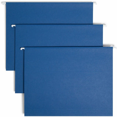 Smead 1/5 Tab Cut Letter Recycled Hanging Folder, Navy Blue, 8 1/2" Width x 11" Length, 25 / Box, SMD64057