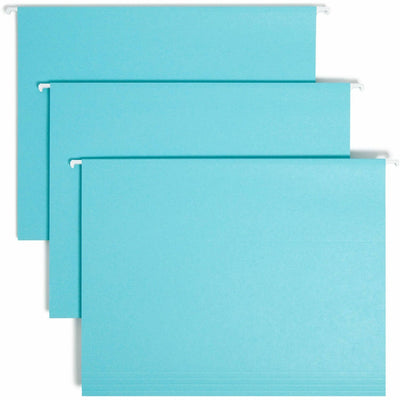 Smead Colored 1/5 Tab Cut Letter Recycled Hanging Folder, Aqua, 8 1/2" Width x 11" Length, 25 / Box, SMD64058