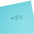 Smead Colored 1/5 Tab Cut Letter Recycled Hanging Folder, Aqua, 8 1/2" Width x 11" Length, 25 / Box, SMD64058