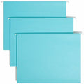 Smead Colored 1/5 Tab Cut Letter Recycled Hanging Folder, Aqua, 8 1/2" Width x 11" Length, 25 / Box, SMD64058