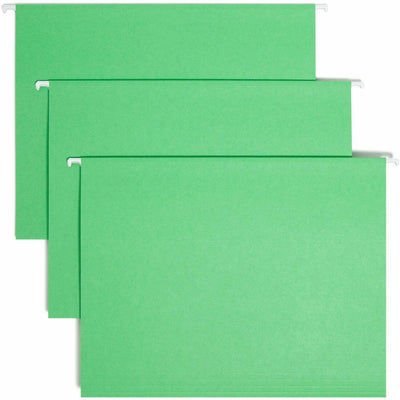 Smead Colored 1/5 Tab Cut Letter Recycled Hanging Folder, Green, 8 1/2" Width x 11" Length, 25 / Box, SMD64061