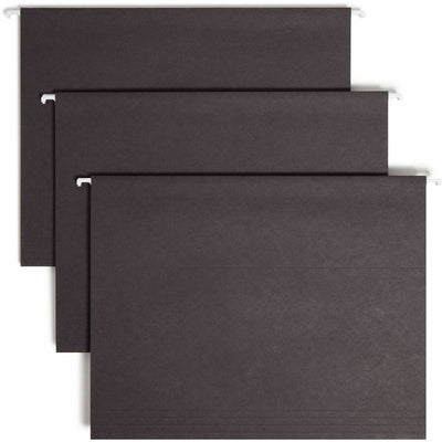 Smead Colored 1/5 Tab Cut Letter Recycled Hanging Folder, Black, 8 1/2" Width x 11" Length, 25 / Box, SMD64062