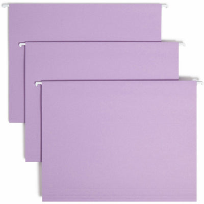 Smead Colored 1/5 Tab Cut Letter Recycled Hanging Folder, Lavender, 8 1/2" Width x 11" Length, 25 / Box, SMD64064