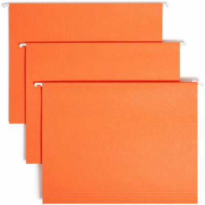 Smead Colored 1/5 Tab Cut Letter Recycled Hanging Folder, Orange, 8 1/2" Width x 11" Length, 25 / Box, SMD64065