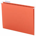 Smead Colored 1/5 Tab Cut Letter Recycled Hanging Folder, Orange, 8 1/2" Width x 11" Length, 25 / Box, SMD64065