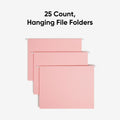 Smead Colored 1/5 Tab Cut Letter Recycled Hanging Folder, Pink, 8 1/2" Width x 11" Length, 25 / Box, SMD64066