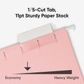 Smead Colored 1/5 Tab Cut Letter Recycled Hanging Folder, Pink, 8 1/2" Width x 11" Length, 25 / Box, SMD64066