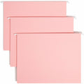 Smead Colored 1/5 Tab Cut Letter Recycled Hanging Folder, Pink, 8 1/2" Width x 11" Length, 25 / Box, SMD64066