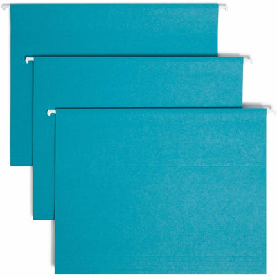 Smead Colored 1/5 Tab Cut Letter Recycled Hanging Folder, Teal, 8 1/2" Width x 11" Length, 25 / Box, SMD64074