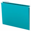Smead Colored 1/5 Tab Cut Letter Recycled Hanging Folder, Teal, 8 1/2" Width x 11" Length, 25 / Box, SMD64074