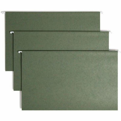 Smead 1/5 Tab Cut Legal Recycled Hanging Folder, Standard Green, 8 1/2" Width x 14" Length, 25 / Box, SMD64155