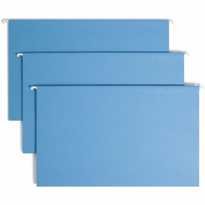 Smead Colored 1/5 Tab Cut Legal Recycled Hanging Folder, Blue, 8 1/2" Width x 14" Length, 25 / Box, SMD64160