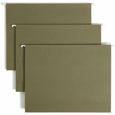 Smead 1/5 Tab Cut Letter Recycled Hanging Folder, Standard Green, 8 1/2" Width x 11" Length, 25 / Box — view 1