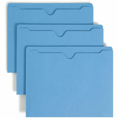 Smead Colored Straight Tab Cut Letter Recycled File Jacket, Blue, 8 1/2" Width x 11" Length, 100 / Box, SMD75502